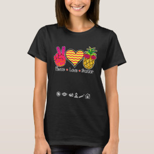 Camiseta Paz Amor Verano Pinapple Rótulo Hombres Mujeres Má