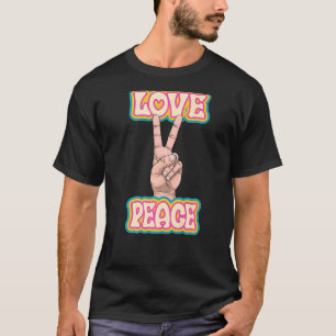 Camiseta Paz Amor Verde y Amor Mujeres Amarillas Mano Paz A
