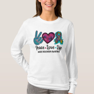 Camiseta Paz Amor Vida Suicidio Prevención Conciencia