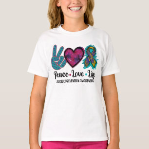 Camiseta Paz Amor Vida Suicidio Prevención Conciencia