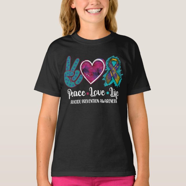 Camiseta Paz Amor Vida Suicidio Prevención Conciencia (Anverso)