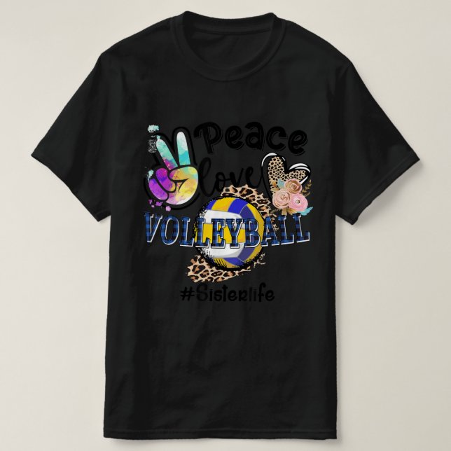 Camiseta Paz Amor Voleibol Hermana Mamá Abuela Leop (Diseño del anverso)