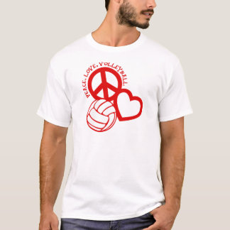 Camiseta Paz-Amor-Voleibol. rojo