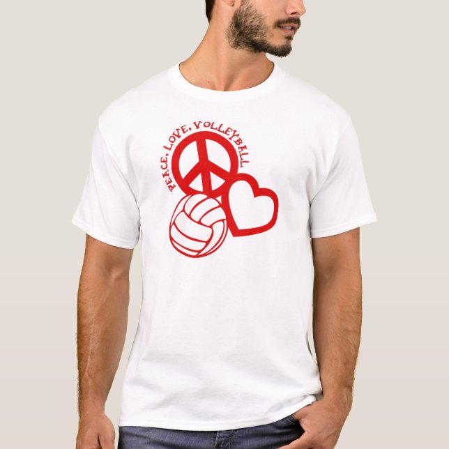 Camiseta Paz-Amor-Voleibol. rojo (Anverso)