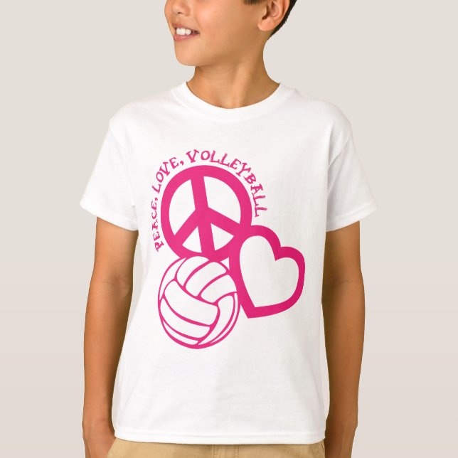 Camiseta Paz-Amor-Voleibol. rosa (Anverso)