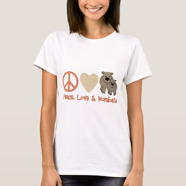 Camiseta Paz, amor y amplitud; wombats (Anverso)