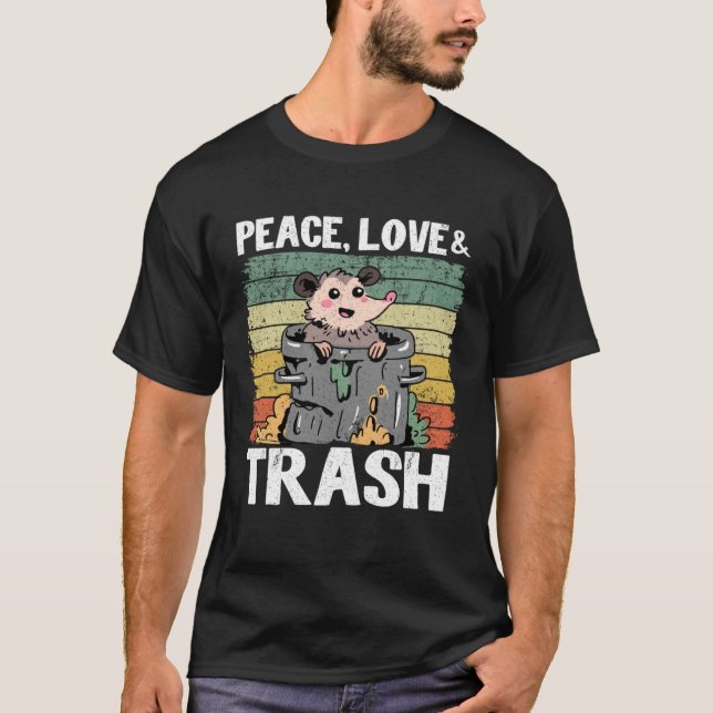 Camiseta Paz, amor y basura Funny Meme Trash Can P (Anverso)