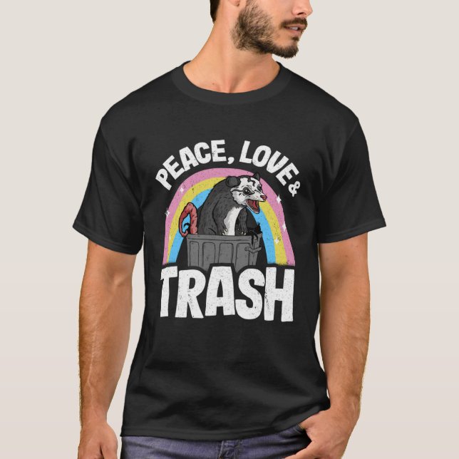 Camiseta Paz, amor y basura Funny Meme Trash Can P (Anverso)