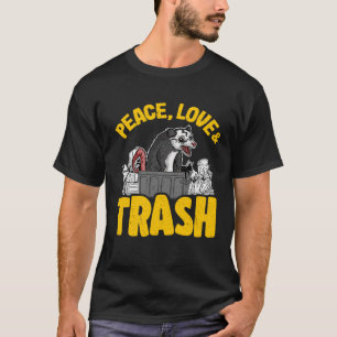Camiseta Paz Amor y basura Opossum Meme Trash Can Possum