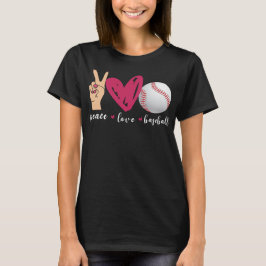 Camiseta Paz Amor y Béisbol Amantes del Equipo de Béisbol D