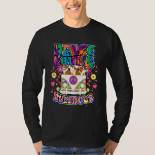 Camiseta Paz Amor Y Bulldoges Hippie Beatnik Perro