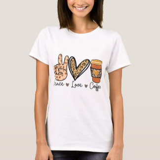 Camiseta Paz, amor y café