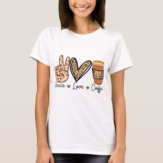 Camiseta Paz, amor y café (Anverso)