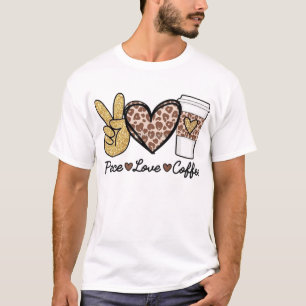 Camiseta Paz, amor y café