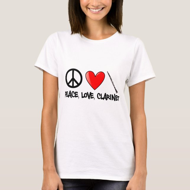 Camiseta Paz, amor, y Clarinet (Anverso)