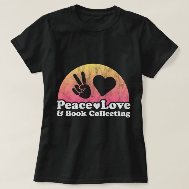 Camiseta Paz Amor y colección de libros Pullover Hoodie Cop (Diseño del anverso)
