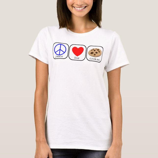 Camiseta Paz, amor y cookies (Anverso)
