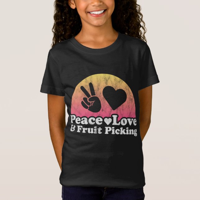 Camiseta Paz, amor y cosecha de frutas (Anverso)