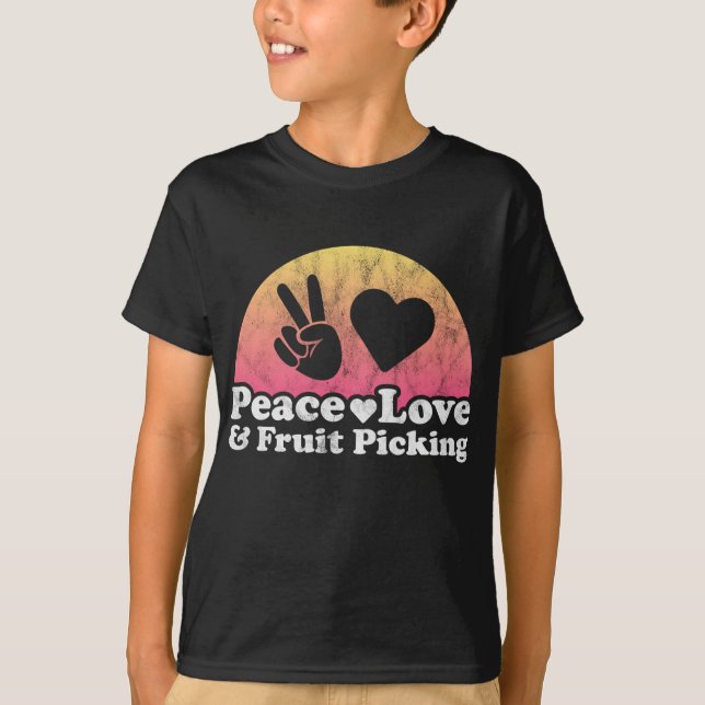 Camiseta Paz, amor y cosecha de frutas (Anverso)