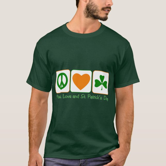 Camiseta Paz, amor y el día de St Patrick (Anverso)