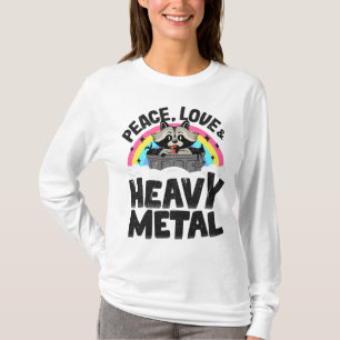 Camiseta Paz Amor y fuerte Metalizado Raccoon Niños Banda M