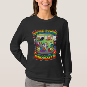 Camiseta Paz Amor Y Gatos Hippie Beatnik Flower Power Gr