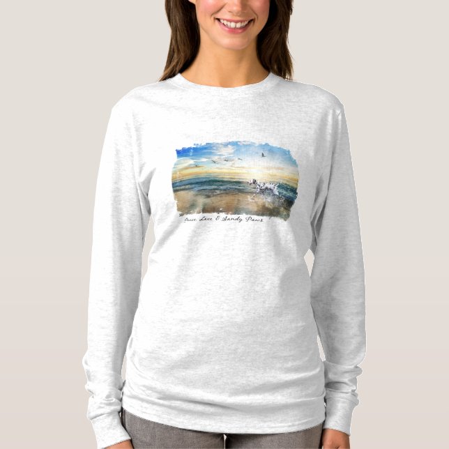 Camiseta Paz, amor y patas de Sandy dálmatas (Anverso)
