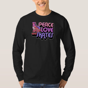 Camiseta Paz Amor Y Patines Cuidados Retro Hippie Roller Sk