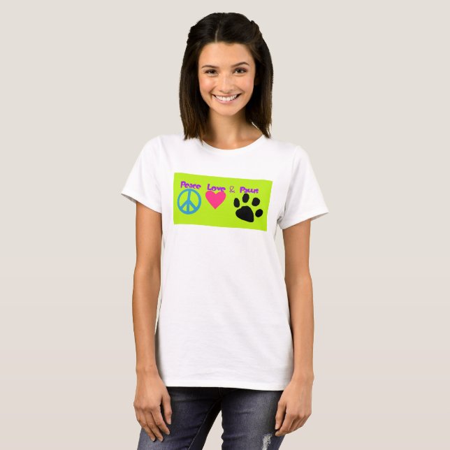 Camiseta Paz Amor y Paws (Anverso completo)