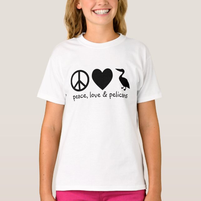 Camiseta Paz, Amor y Pelícanos (Anverso)