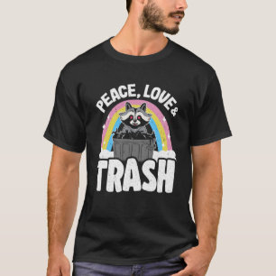 Camiseta Paz, amor y rabia Arcoiris Funny Raccoon Pullover