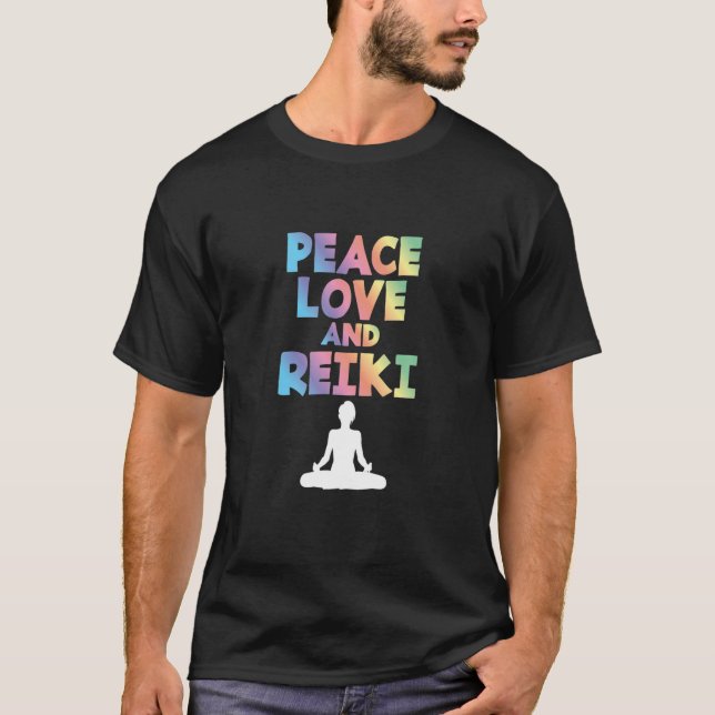 Camiseta Paz Amor Y Reiki Lotus Flores Meditación Enthu (Anverso)