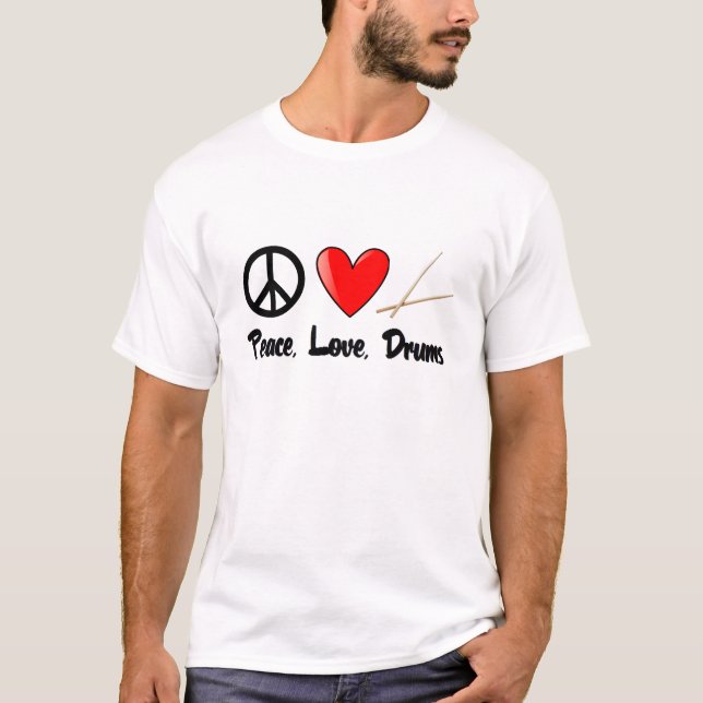 Camiseta Paz, amor, y tambores (Anverso)