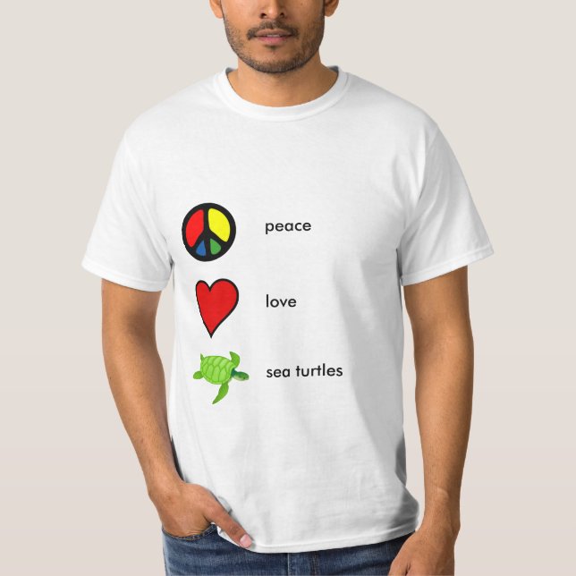Camiseta Paz, amor, y tortugas de mar (Anverso)