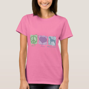Camiseta Paz, amor, y Weimaraners en colores pastel