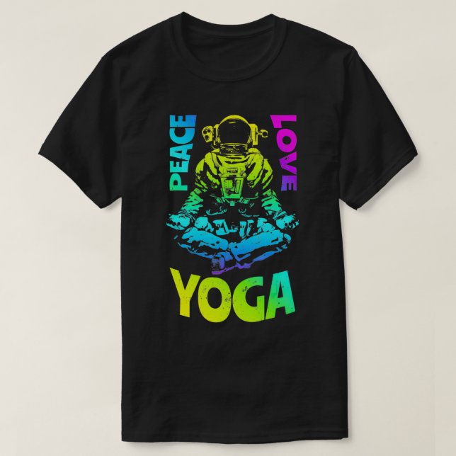 Camiseta Paz Amor Yoga Astronauta Namaste Zen Meditation L (Diseño del anverso)