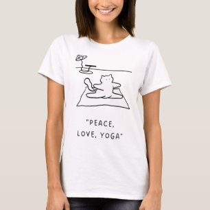 Camiseta Paz, amor, yoga   Ilustracion Gato de Yoga