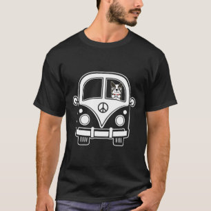 Camiseta Paz Amp Amor Divertida Poodle En Autobús Hippie