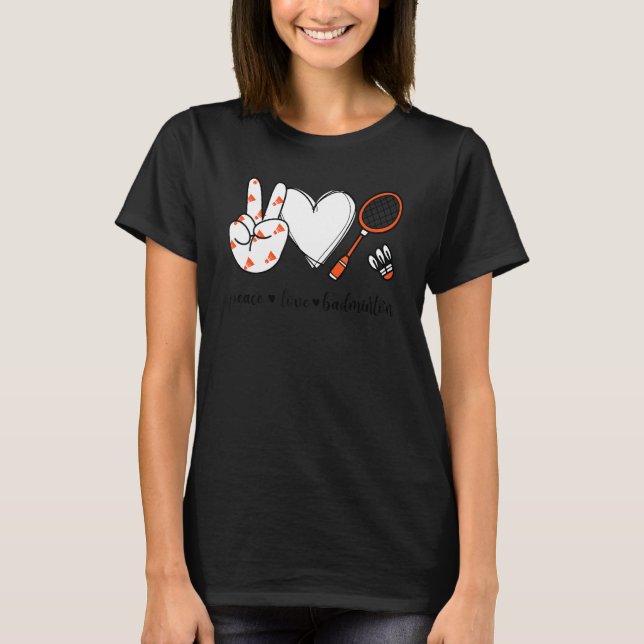 Camiseta Paz Badminton Golfing Peace Hand Rótulo Badminton (Anverso)