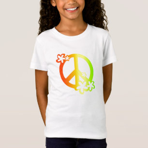 Camiseta paz con colores del rasta de las flores