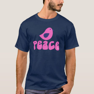 Camiseta Paz con un pajarito al estilo retro