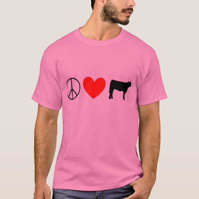 Camiseta paz, corazón, vaca del buey (Anverso)