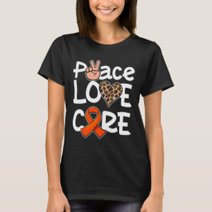 Camiseta Paz Cura de Amor Naranja Ribbon Leukemia Concienci