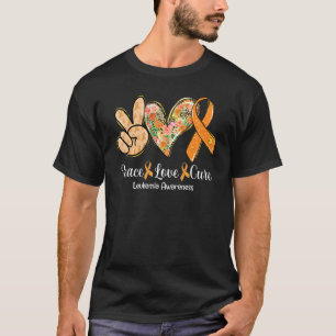 Camiseta Paz Cura de Amor Naranja Ribbon Leukemia Concienci