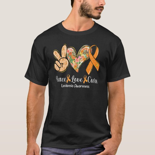 Camiseta Paz Cura de Amor Naranja Ribbon Leukemia Concienci (Anverso)
