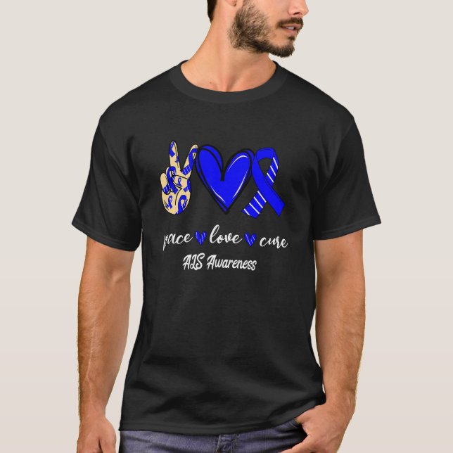 Camiseta Paz Cure Als Conciencia de la cinta azul y blanca (Anverso)