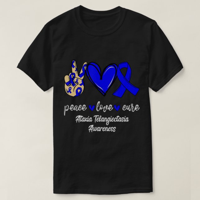 Camiseta Paz Cure Ataxia Telangiectasia Cinta Azul (Diseño del anverso)