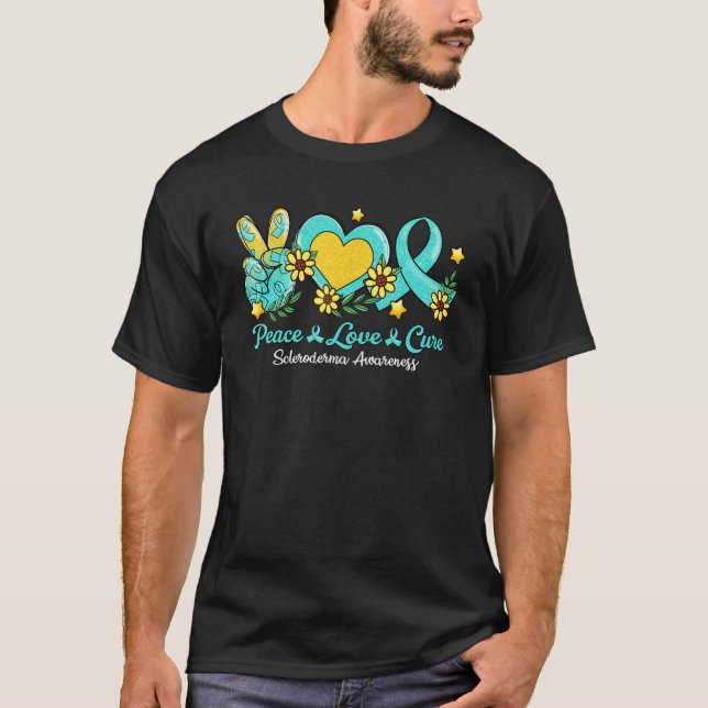 Camiseta Paz Cure Cure Cinta Verde azulada Escleroderma Con (Anverso)