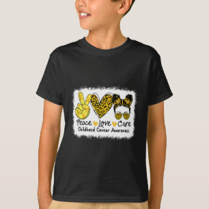 Camiseta Paz Cure Messy Bun niño Cáncer Awarene