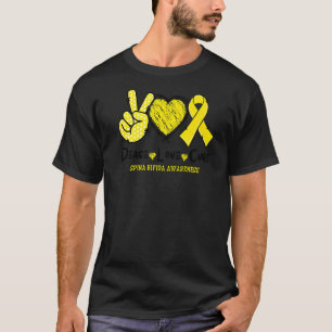 Camiseta Paz Cure Spina Bifida Conciencia Cinta amarilla
